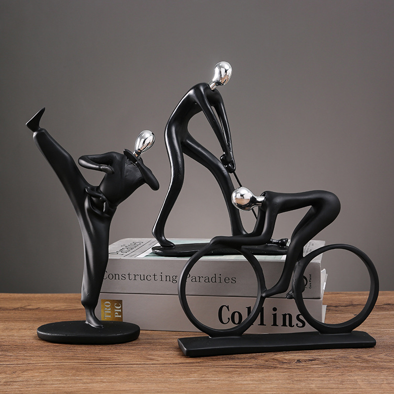 Newton Cradle Large - Black Modern Abstract Resin Bicycler Cyclist