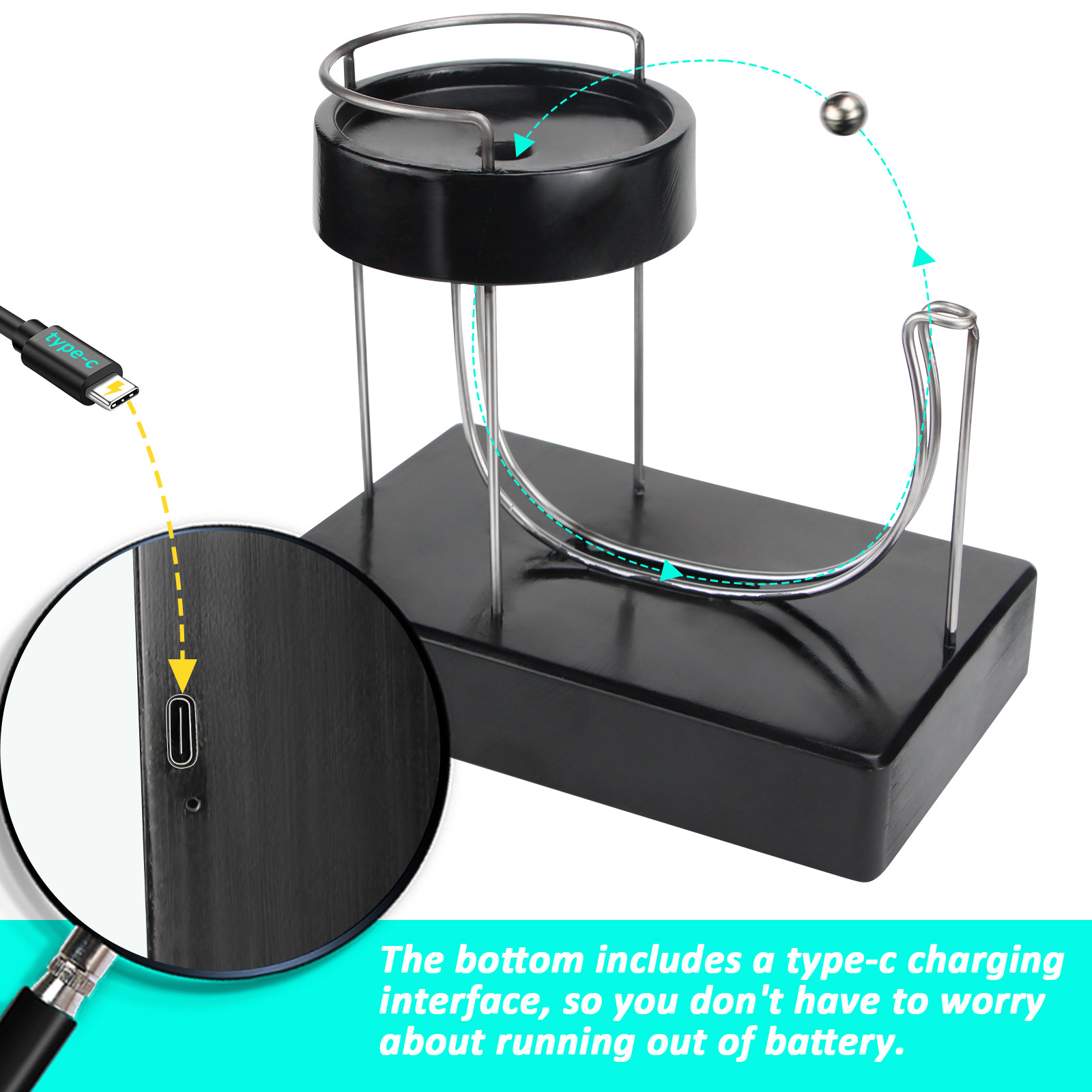 Black Charged Perpetual Plasti - Newton Cradle Large recension och pris